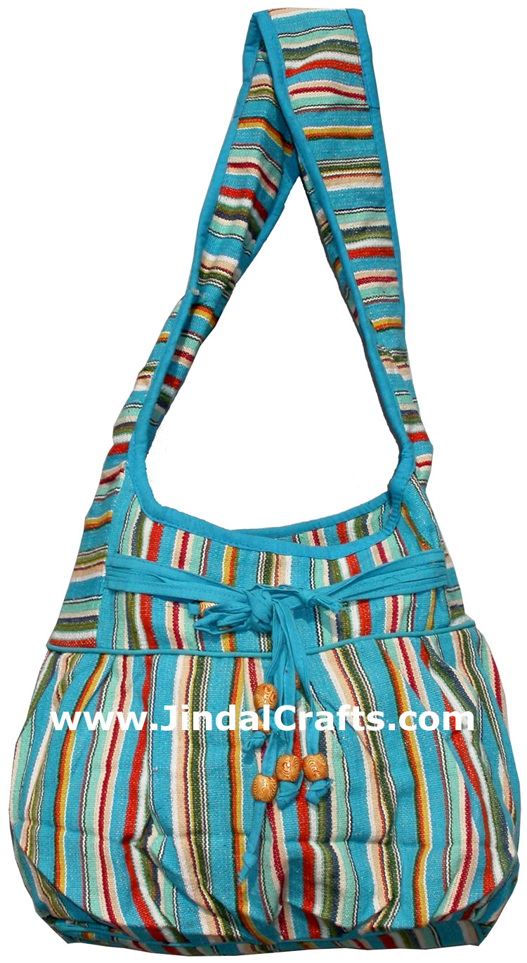 Colorful Hand Stitched Cotton Handbag Traditional Art