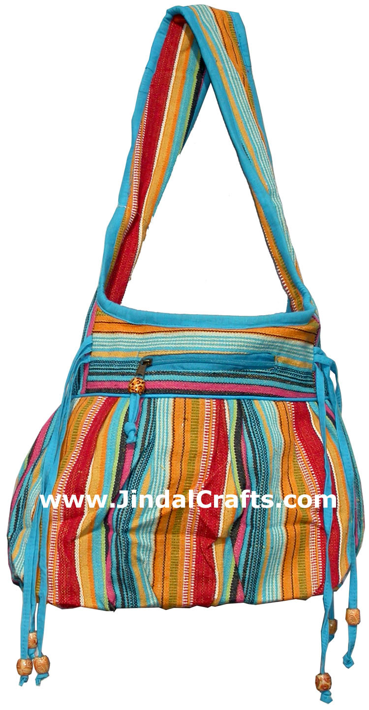Colorful Hand Stitched Cotton Handbag Traditional Art