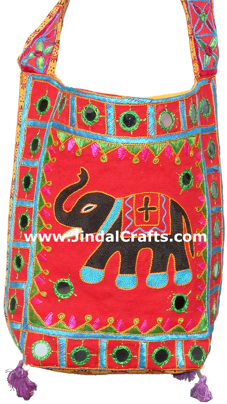 Colorful Hand Embroider Handbag Indian Traditional Art