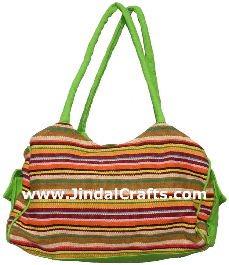 Colorful Hand Stitched Cotton Handbag Traditional Art