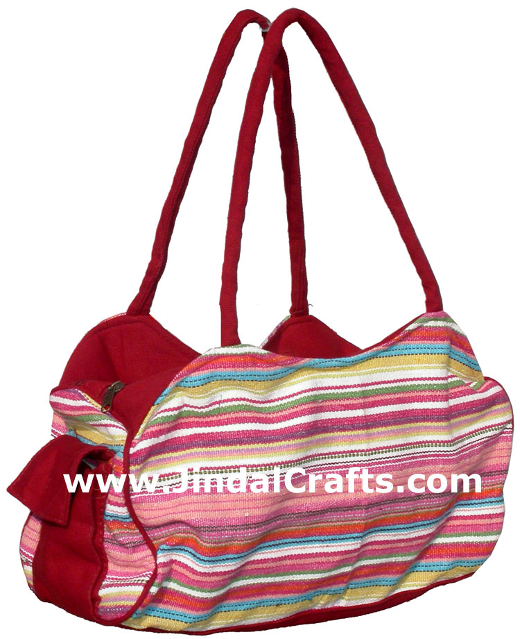 Colorful Hand Stitched Cotton Handbag Traditional Art