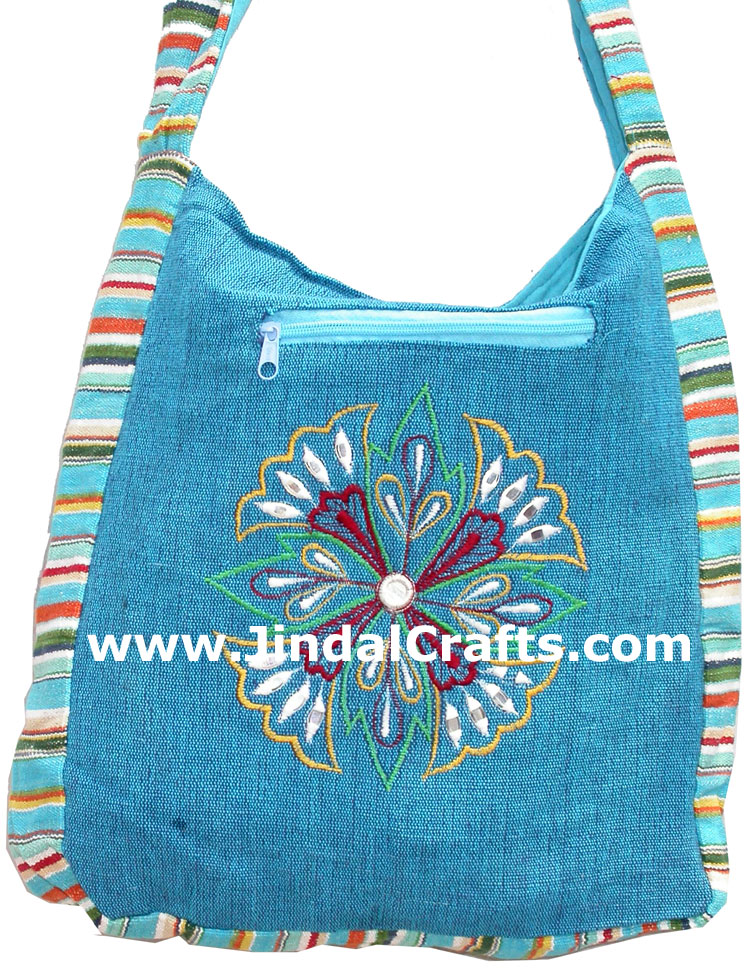 Colorful Hand Embroidered Shoulder Handbag India Art