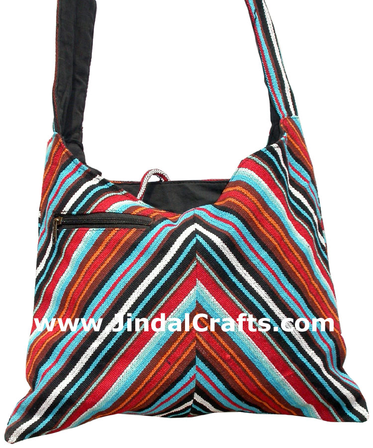Colorful Hand Stitched Cotton Handbag Traditional Art