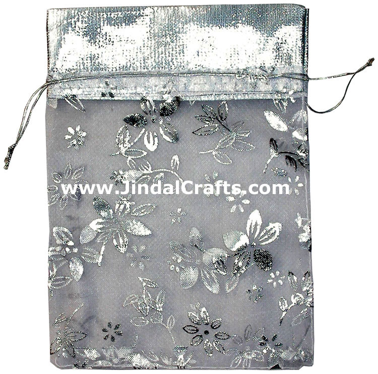 Designer Draw String Organza Bags Hand Embroidered Art