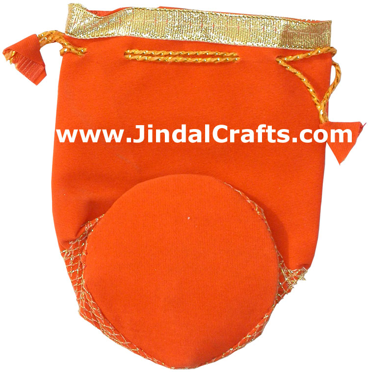 Designer Draw String Velvet Bags Hand Embroidered India
