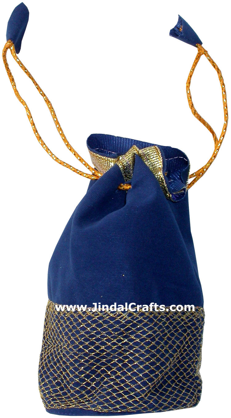 Designer Draw String Velvet Bags Hand Embroidered India