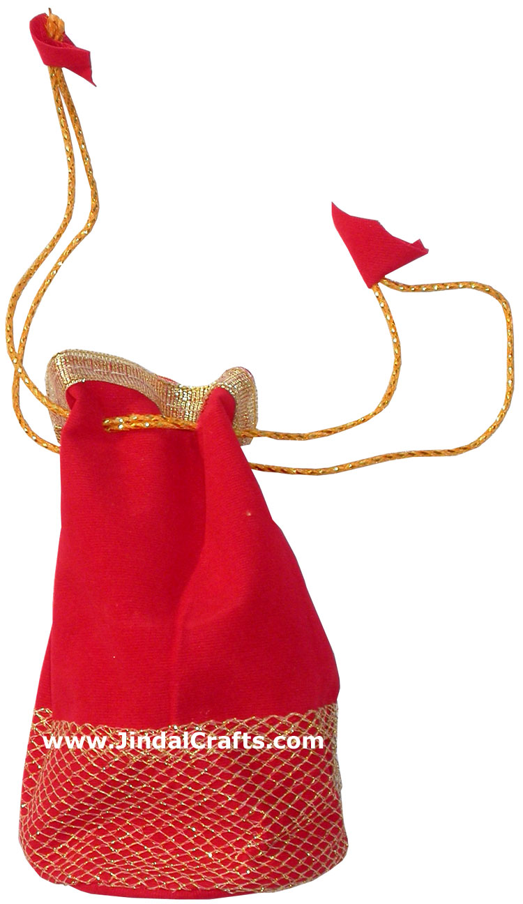 Designer Draw String Velvet Bags Hand Embroidered India