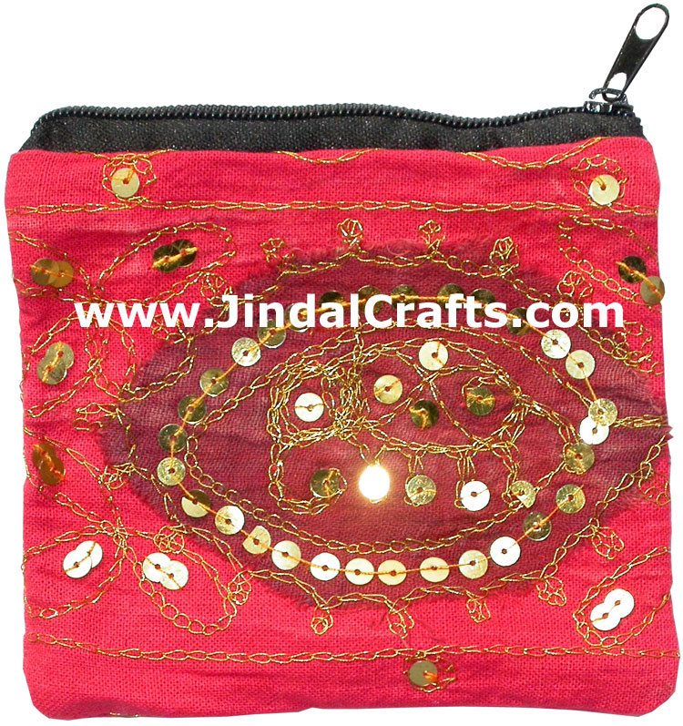 Hand Embroidered Design Pattern Pouch India Handicraft
