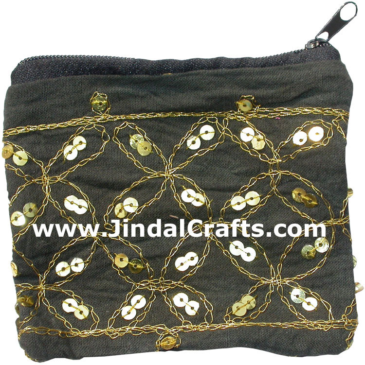 Hand Embroidered Design Pattern Pouch India Handicraft