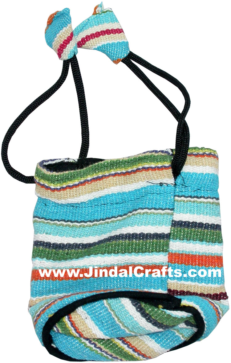 Colourful Hand Embroidered Pouch Handbag from India 100 % Cotton Fabric