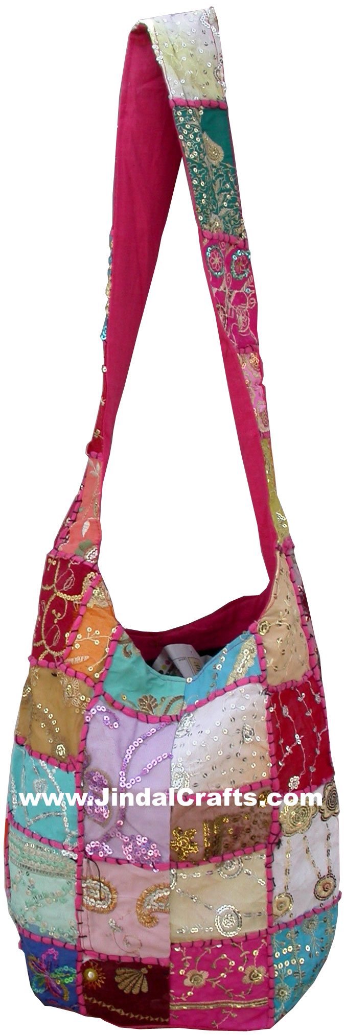 Colourful Hand Embroidered Gypsy Handbag from India 100 % Cotton Fabric Art