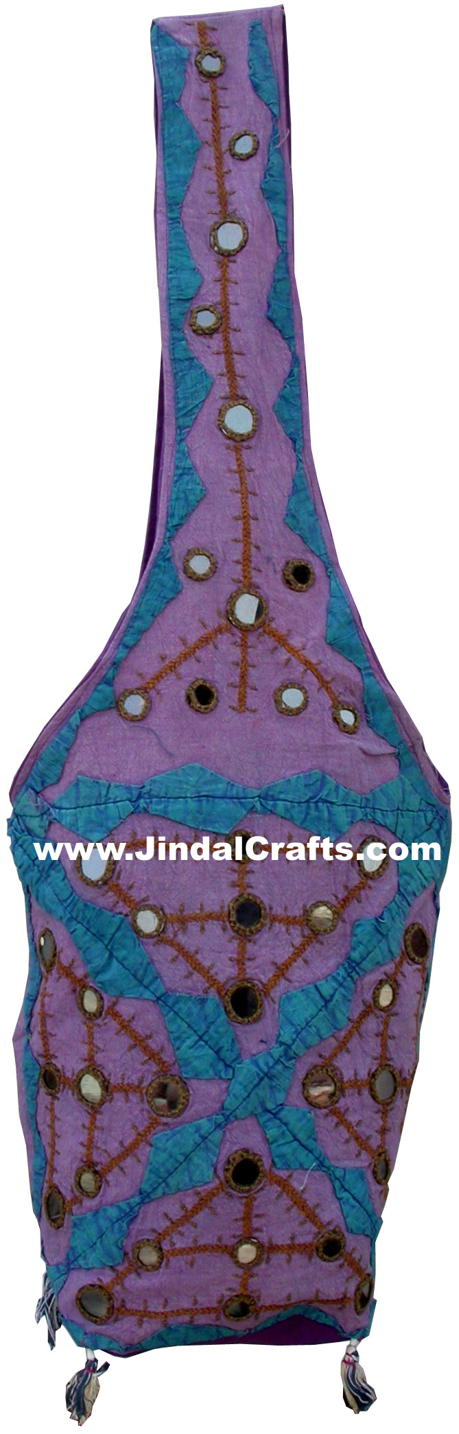 Colourful Hand Embroidered Mirror Handbag from India 100 % Cotton Fabric Art