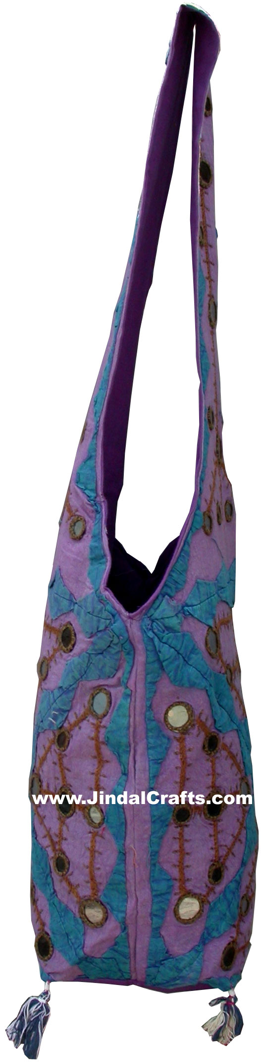 Colourful Hand Embroidered Mirror Handbag from India 100 % Cotton Fabric Art