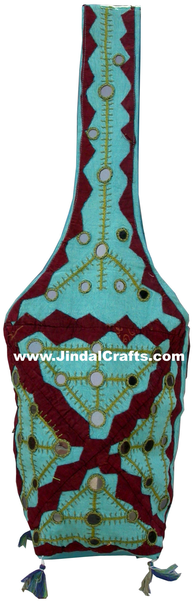 Colourful Hand Embroidered Mirror Handbag from India 100 % Cotton Fabric Art