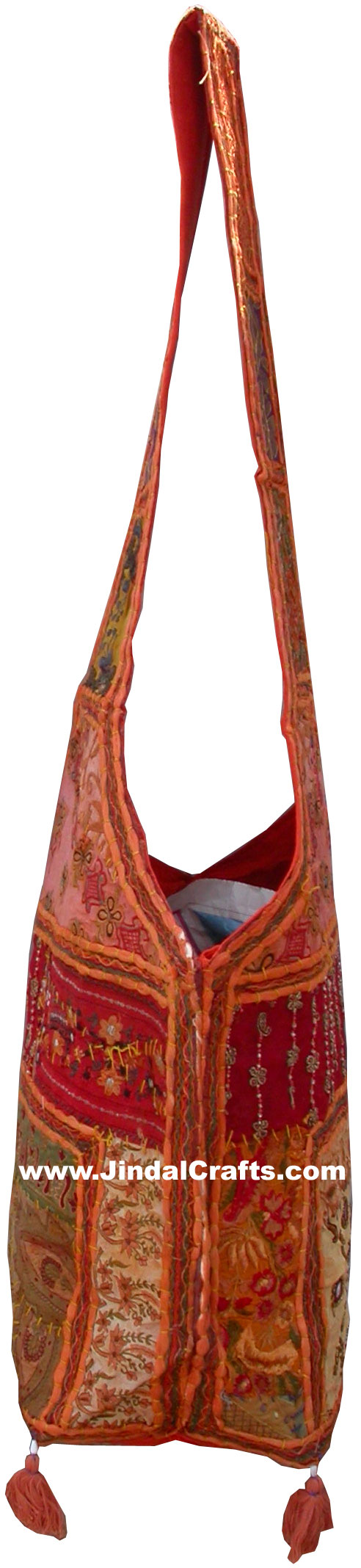 Colourful Hand Embroidered Trible Handbag from India 100 % Cotton Fabric Art