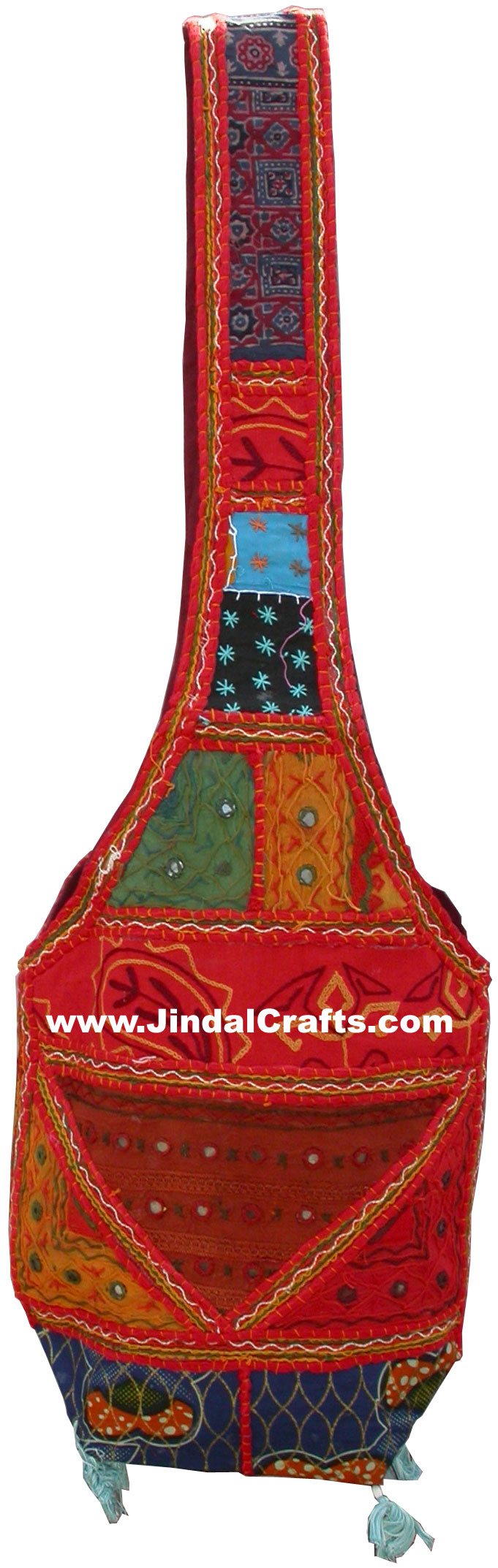 Colourful Hand Embroidered Patch Handbag from India 100 % Cotton Fabric Art