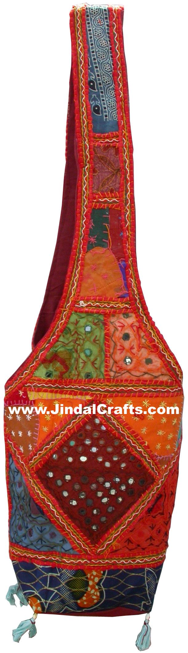 Colourful Hand Embroidered Patch Handbag from India 100 % Cotton Fabric Art