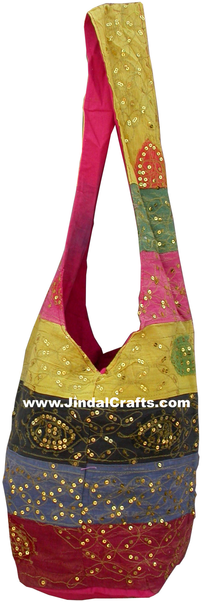 Colourful Hand Embroidered Sequin Handbag from India 100 % Cotton Fabric Art