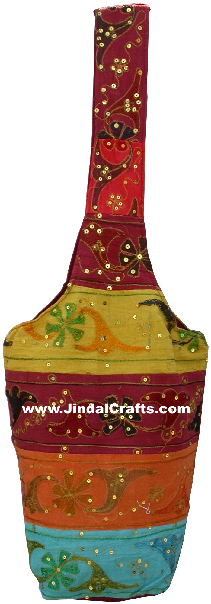 Colourful Hand Embroidered Sequin Handbag from India 100 % Cotton Fabric Art