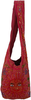 Colourful Hand Embroidered Sun Handbag from India 100 % Cotton Fabric Art