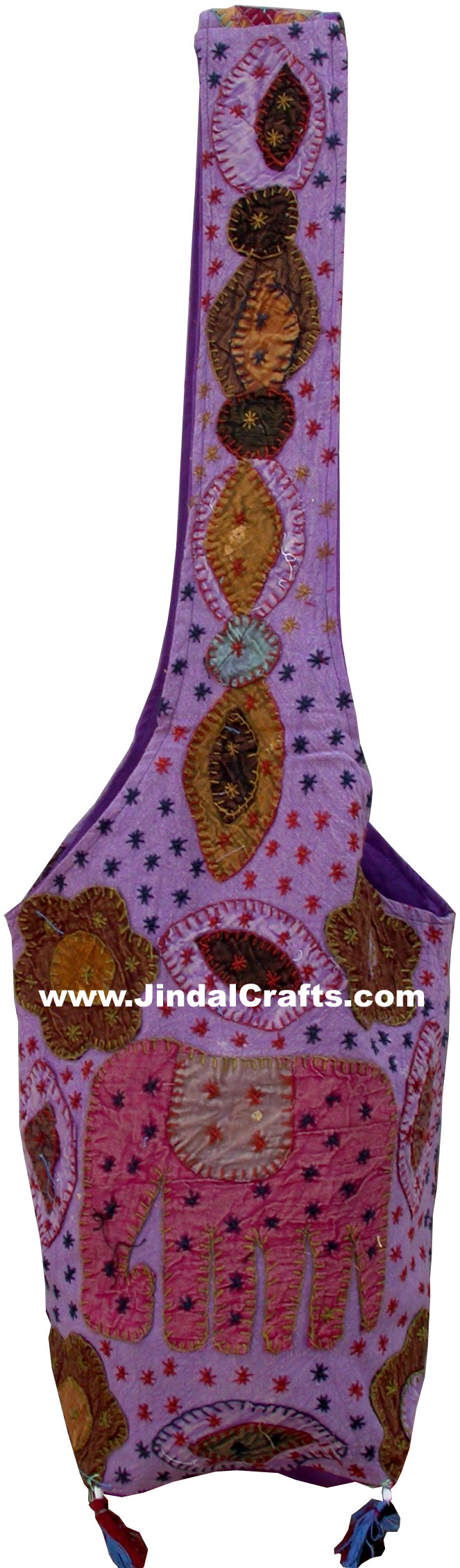 Colourful Hand Embroidered Elephant Handbag from India 100 % Cotton Fabric Art
