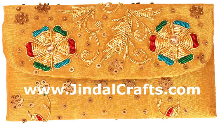 Hand Embroidered Designer Beaded Jari Bag Purse