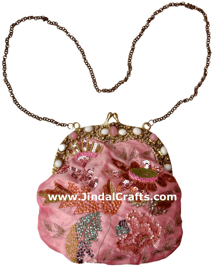 Hand Embroidered Designer Beaded Jari Clutch Bag Purse