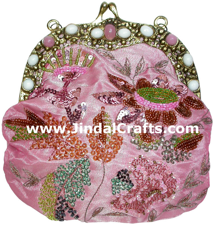Hand Embroidered Designer Beaded Jari Clutch Bag Purse