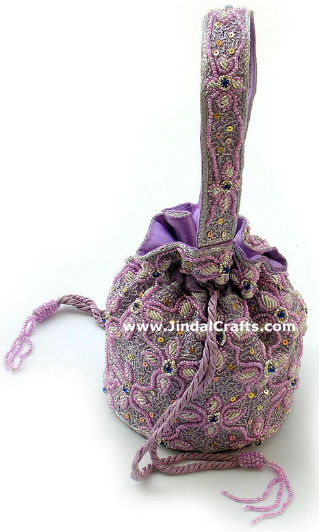 Hand Embroidered Designer Beaded Jari Bag Purse