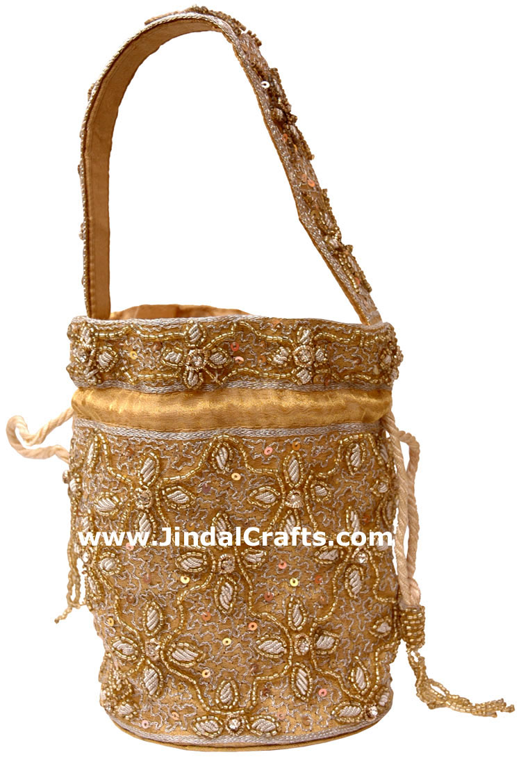 Hand Embroidered Designer Beaded Jari Bag Purse