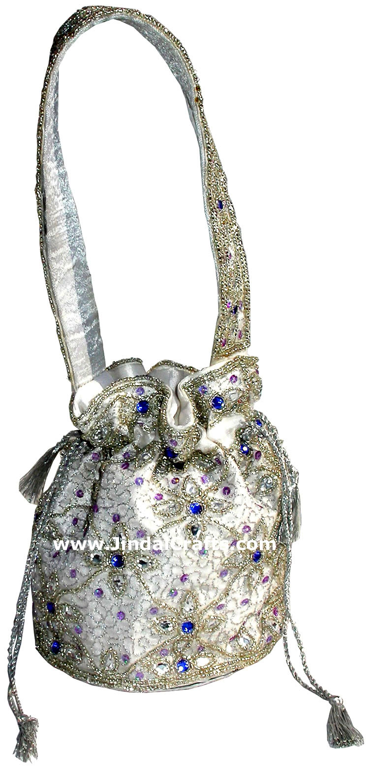 Hand Embroidered Designer Beaded Jari Bag Purse