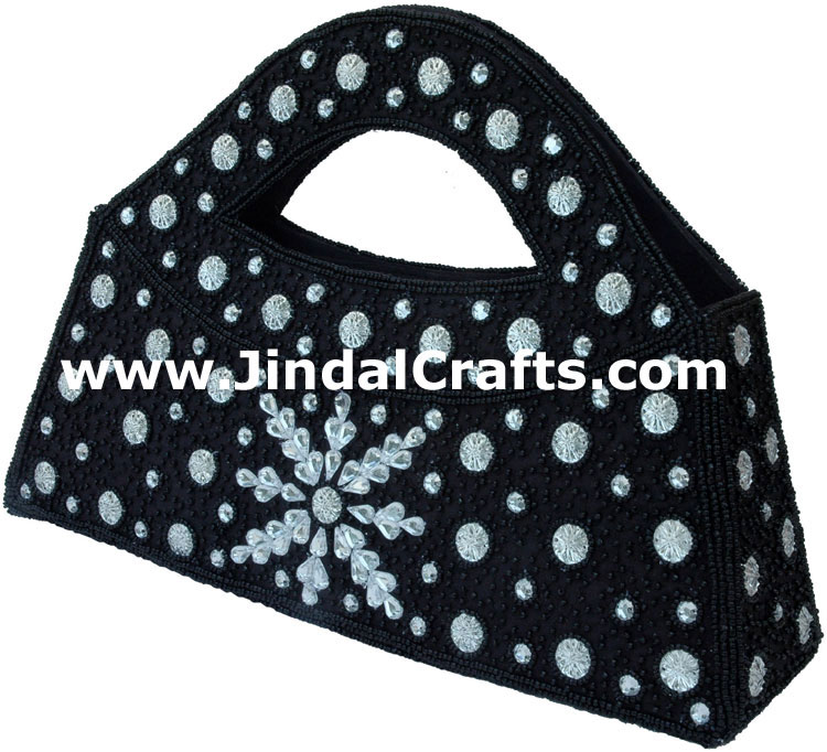 Hand Embroidered Designer Beaded Jari Bag Purse India