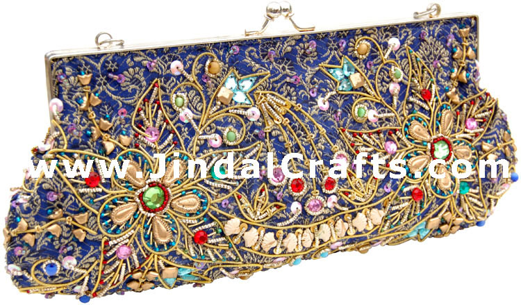 Hand Embroidered Designer Beaded Jari Bag Purse