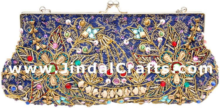 Hand Embroidered Designer Beaded Jari Bag Purse