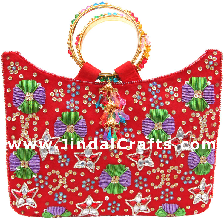 Hand Embroidered Designer Beaded Jari Bag Purse