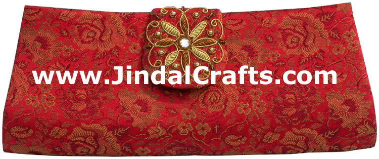 Hand Embroidered Zari Purse India Traditional Designs