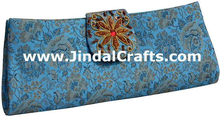 Hand Embroidered Zari Purse India Traditional Designs