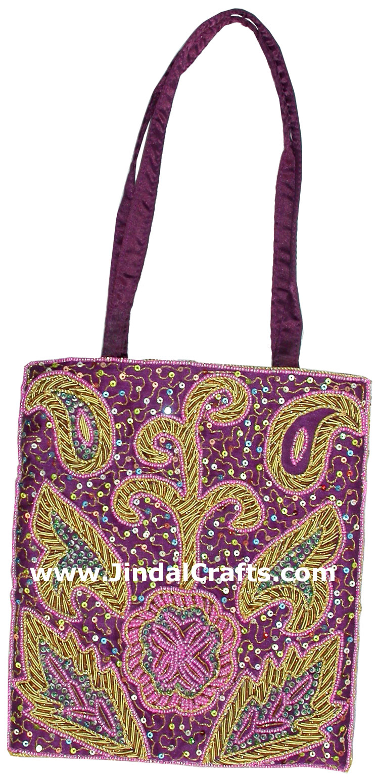 Hand Embroidered Zari Purse India Traditional Design