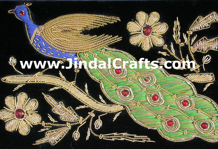 Hand Embroidered Designer Peacock Jari Purse Handbag