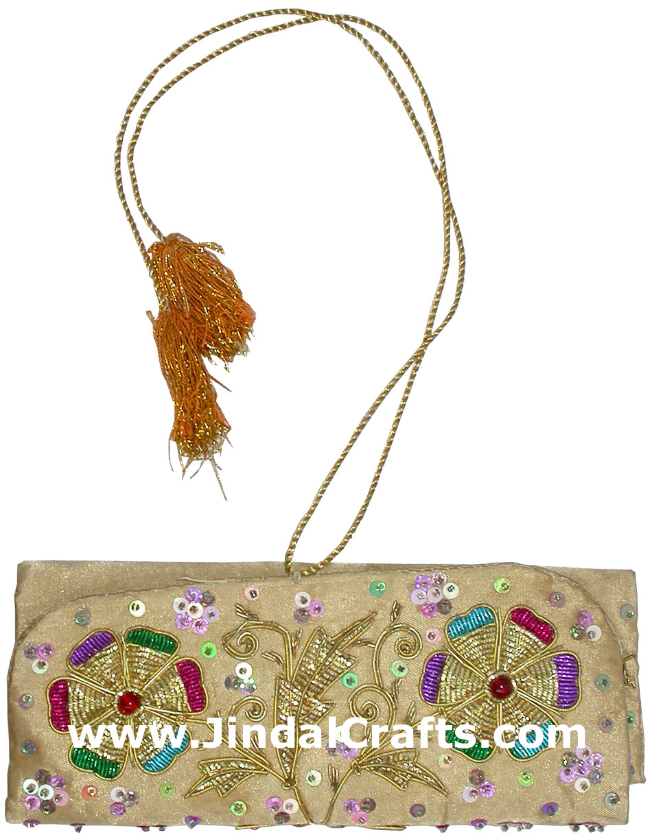 Handmade Colourful Traditional Beaded Zari Purse from India