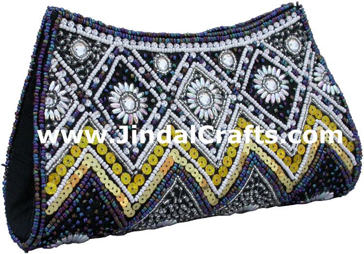 Designer Clutch Handbag Purse Hand Embroidered Indian