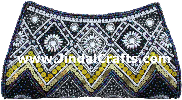 Designer Clutch Handbag Purse Hand Embroidered Indian