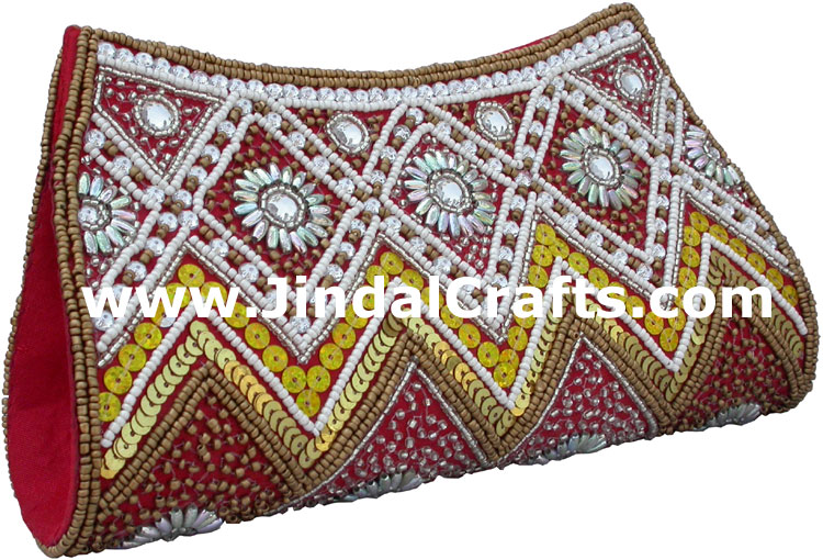 Designer Clutch Handbag Purse Hand Embroidered Indian