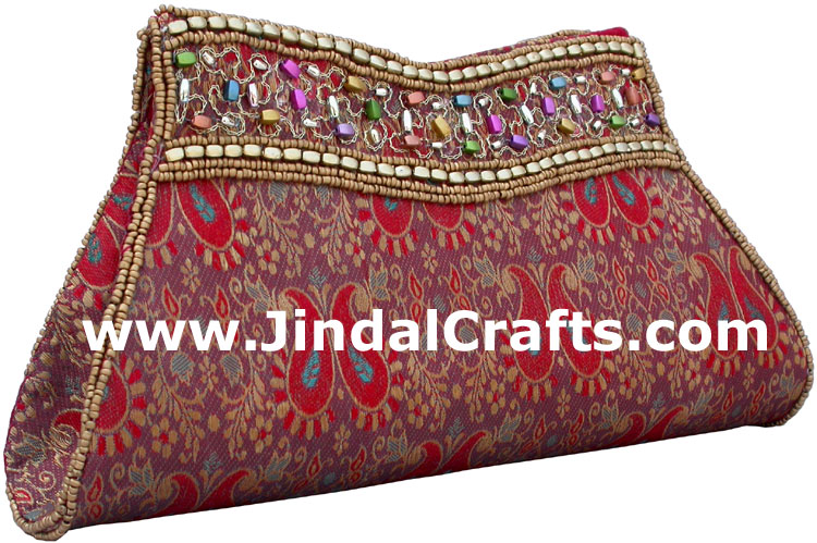 Designer Clutch Handbag Purse Hand Embroidered Indian