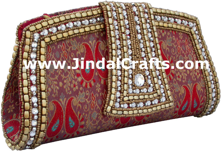 Designer Clutch Handbag Purse Hand Embroidered Indian