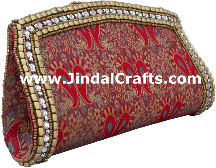 Designer Clutch Handbag Purse Hand Embroidered Indian