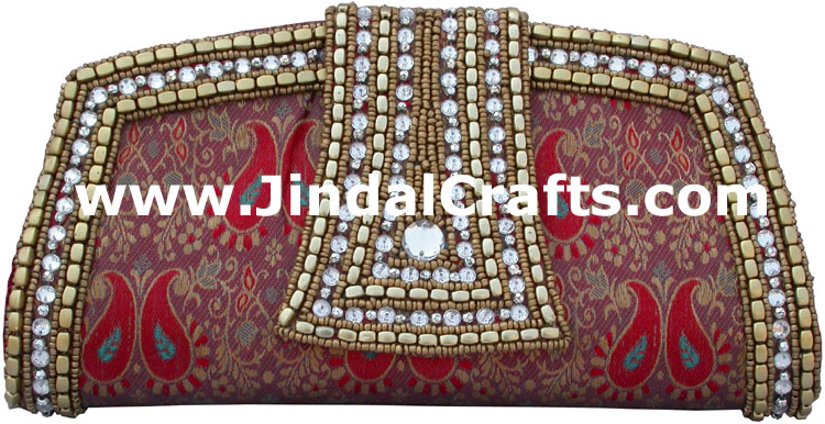 Designer Clutch Handbag Purse Hand Embroidered Indian