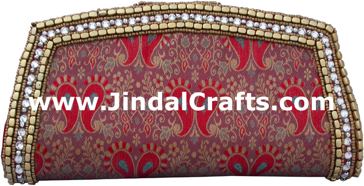 Designer Clutch Handbag Purse Hand Embroidered Indian