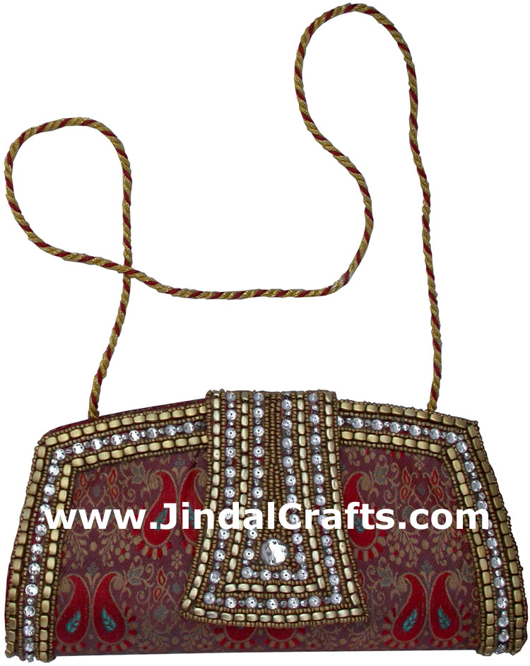 Designer Clutch Handbag Purse Hand Embroidered Indian