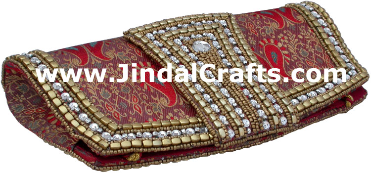 Designer Clutch Handbag Purse Hand Embroidered Indian